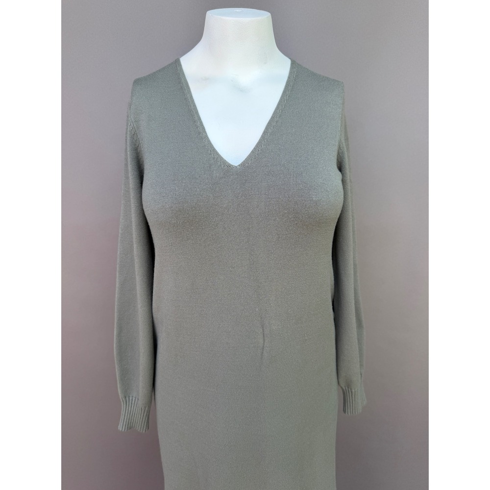Splendid x Cella Jane Sage Green V-Neck Knit Midi Sweater Dress Size Small Earth - Picture 2 of 13